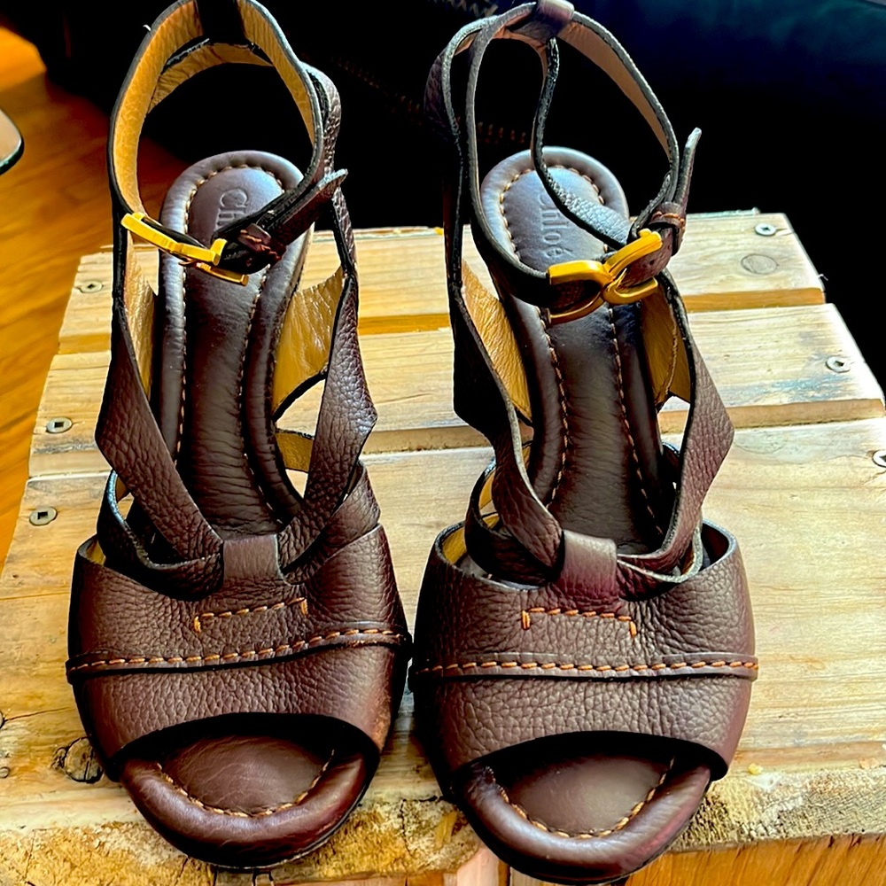 Chloe Ankle Strap Cork Wedge Sandals